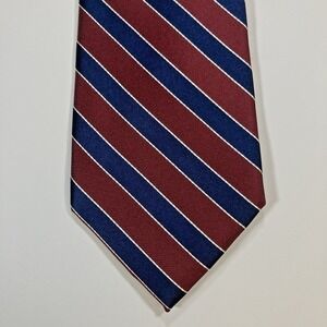 Tommy Hilfiger Men's Repp Tie Red Navy White Stripe Regimental 100% Silk 58.5"